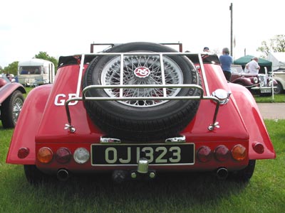 a rear view of a red NG