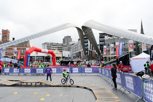 cycle obstacle course outside the museum